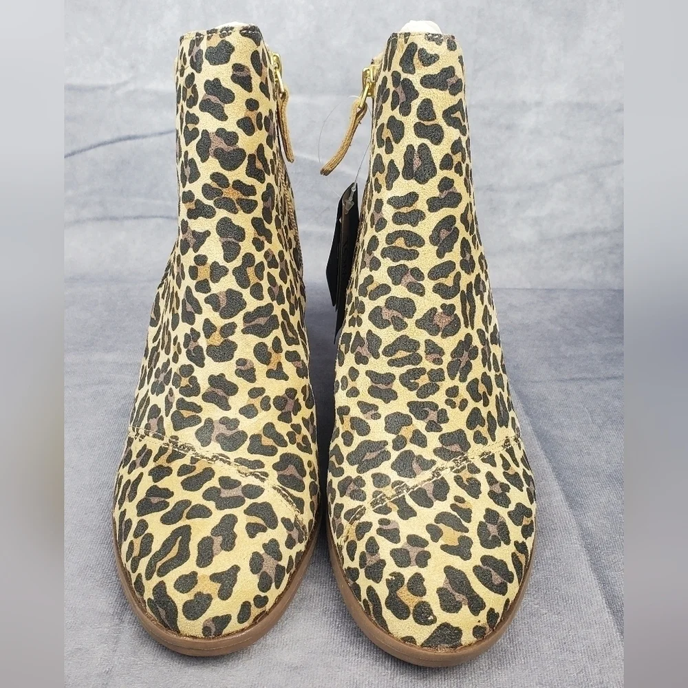 TOMS Sadie Tan Classic Leopard print Suede Women's‎ Wedge heel Boot Size 8